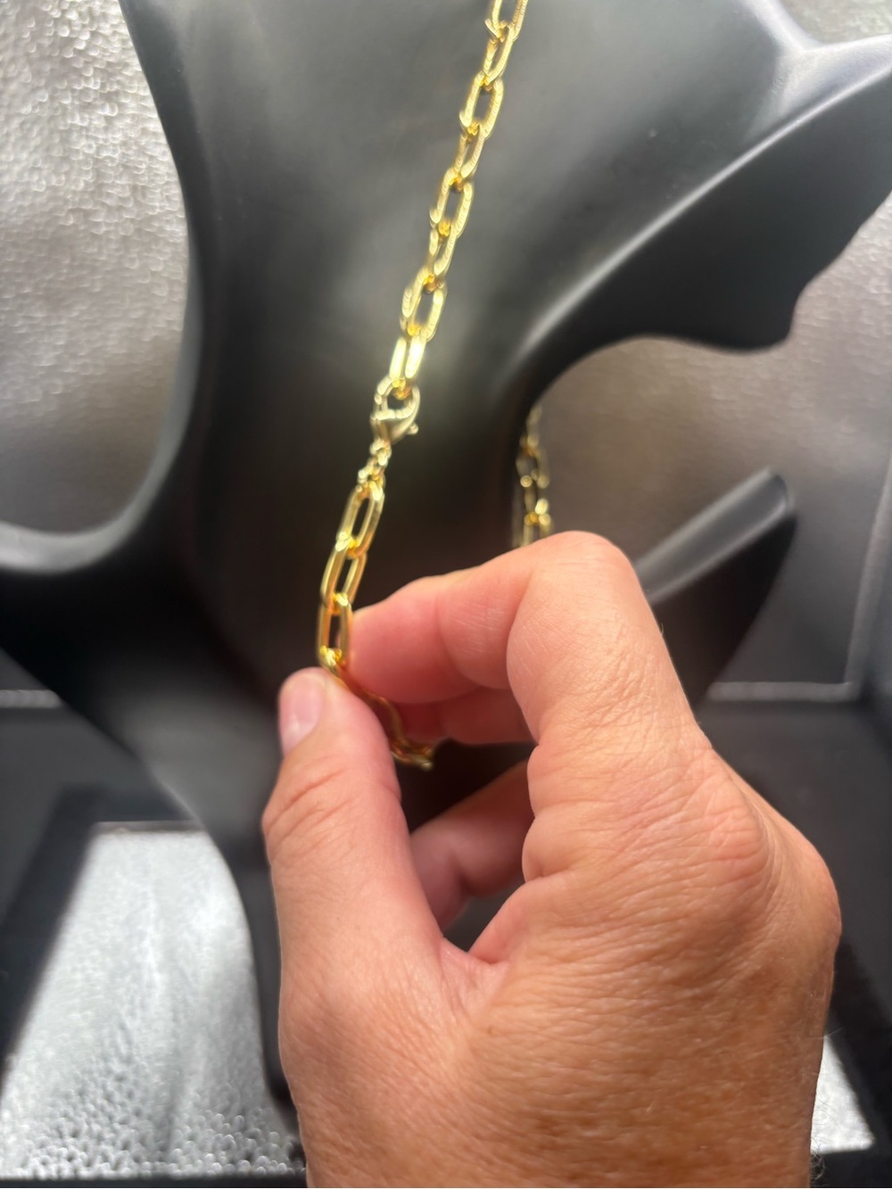 Gold-Tone Link Necklace with Black Cat Pavé Pendant - Picture 5 of 5